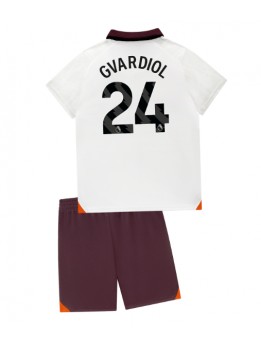 Manchester City Josko Gvardiol #24 Replika Borta Kläder Barn 2023-24 Kortärmad (+ byxor)